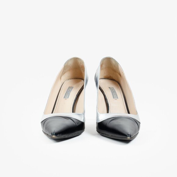 Prada Metallic Rim Point Toe Stiletto Heels - Picture 2 of 10